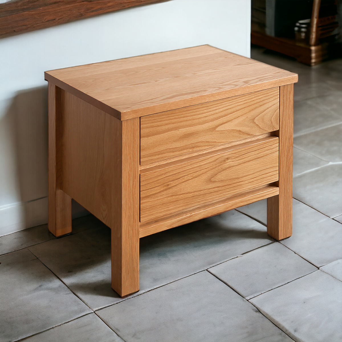 Bane Oak Wood Drawer Bedside 1