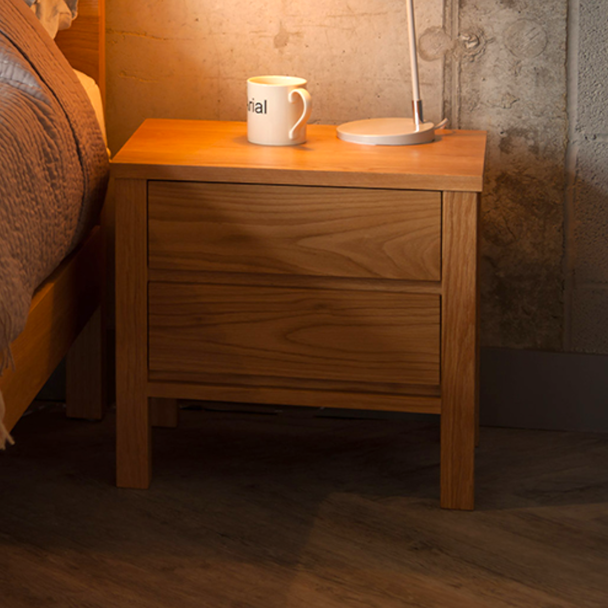 Bane Oak Wood Drawer Bedside 2