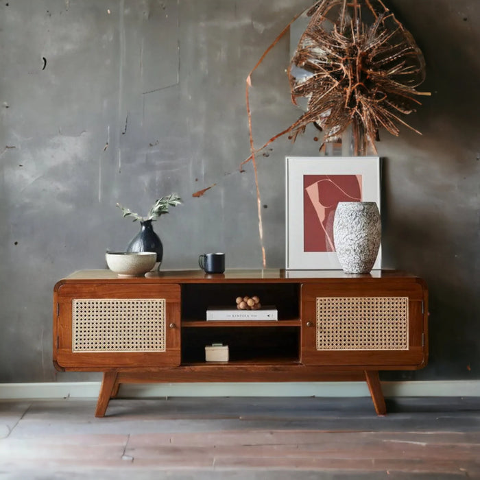 Ben Teak Wood & Rattan TV Unit