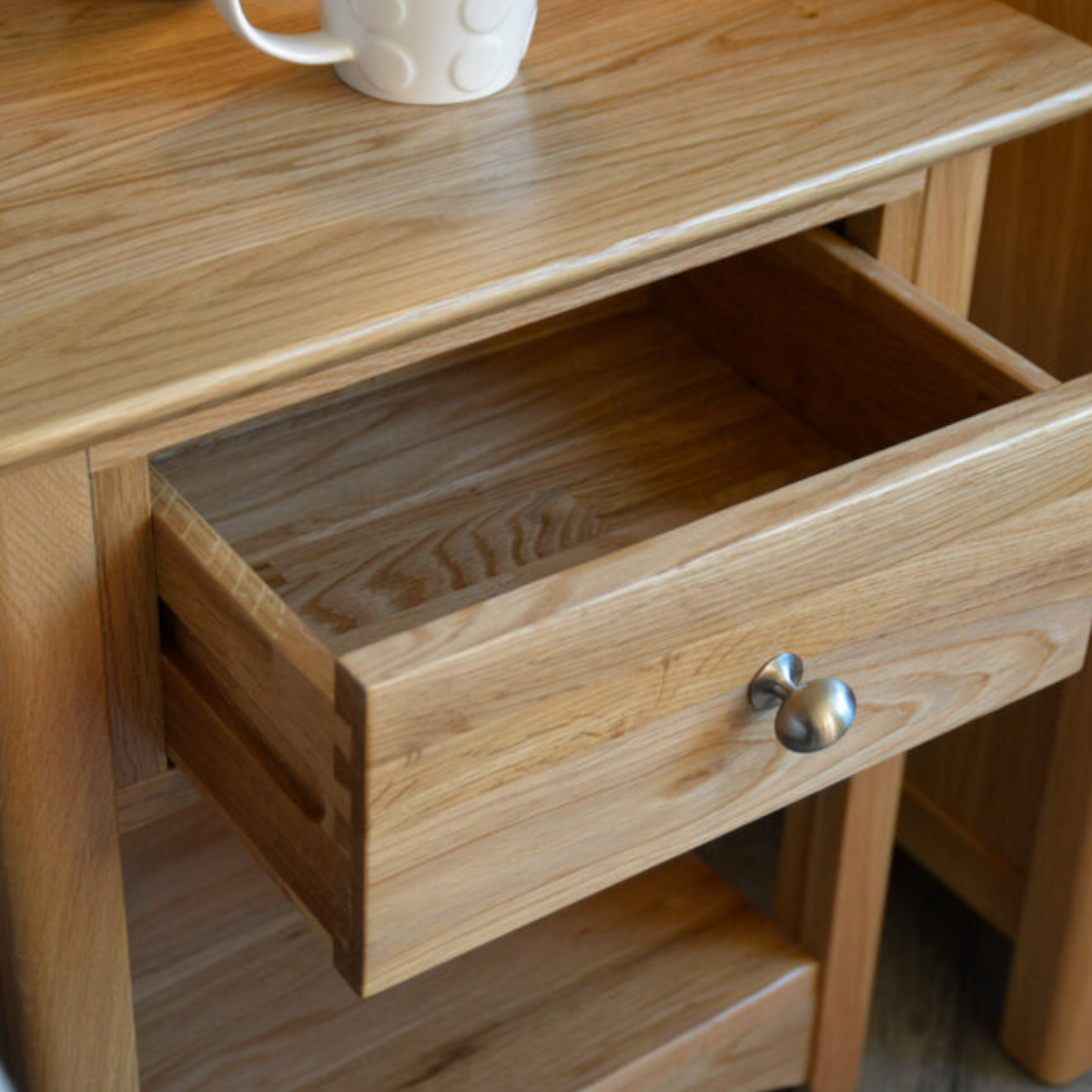 Benicia Oak Wood Drawer Bedside 4