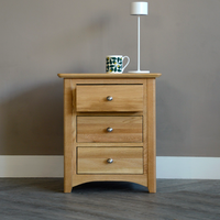 Benicio Oak Wood 3 Drawers Bedside 2