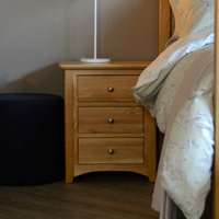 Benicio Oak Wood 3 Drawers Bedside 4