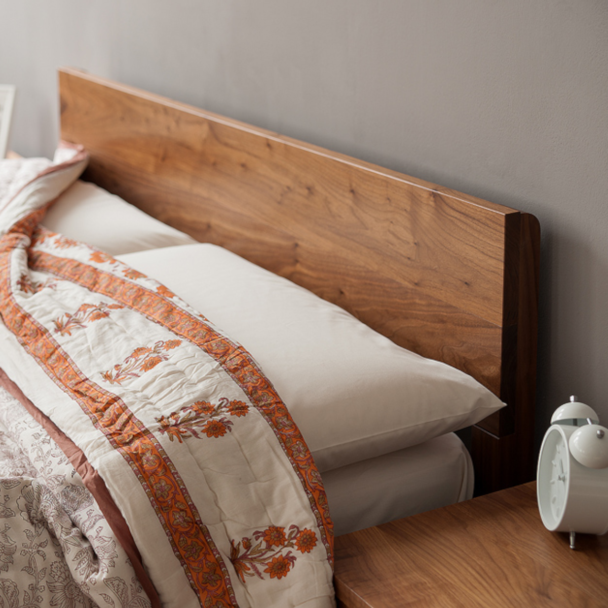 Bina Walnut Wood Bed 5