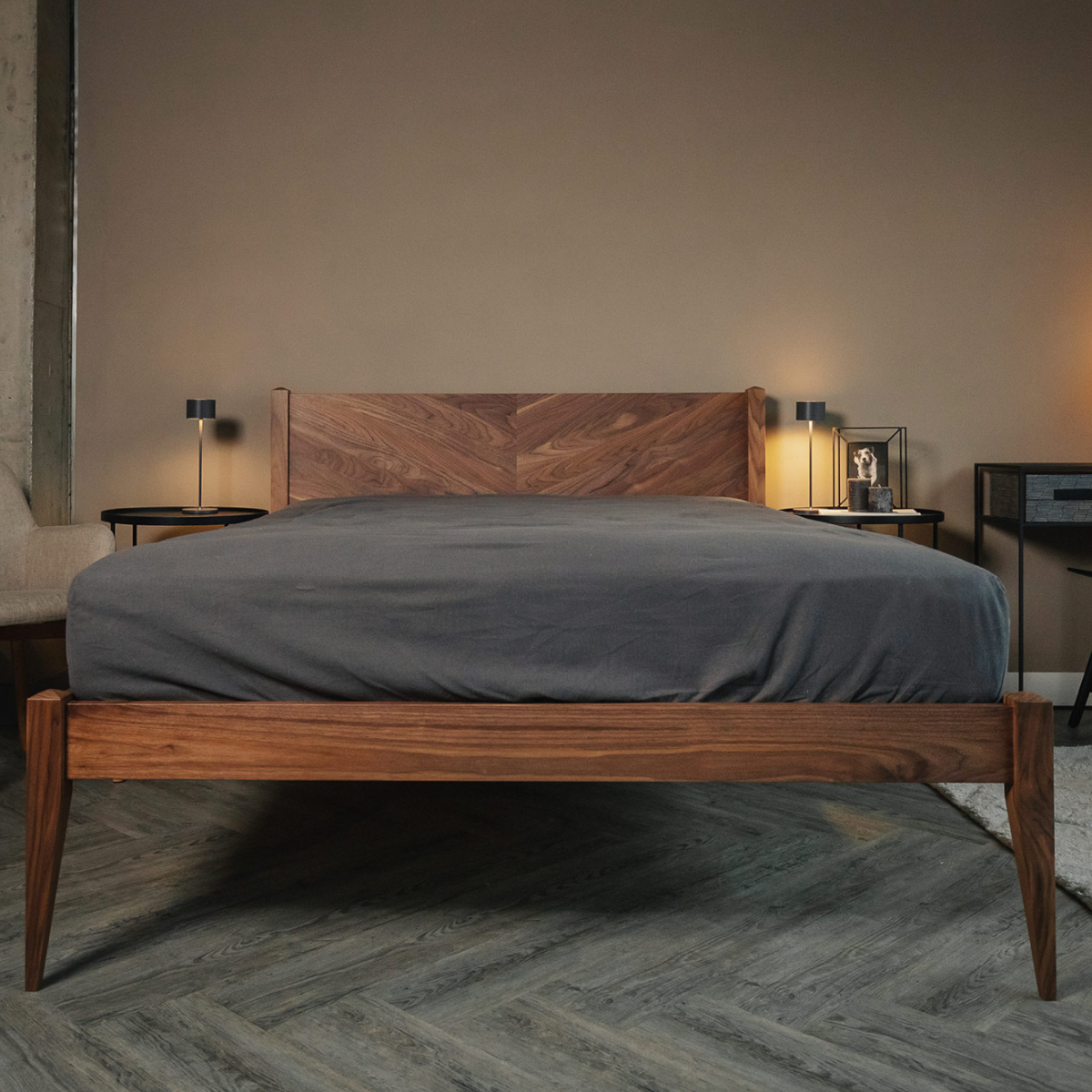 Bricen Walnut Wood Bed 2