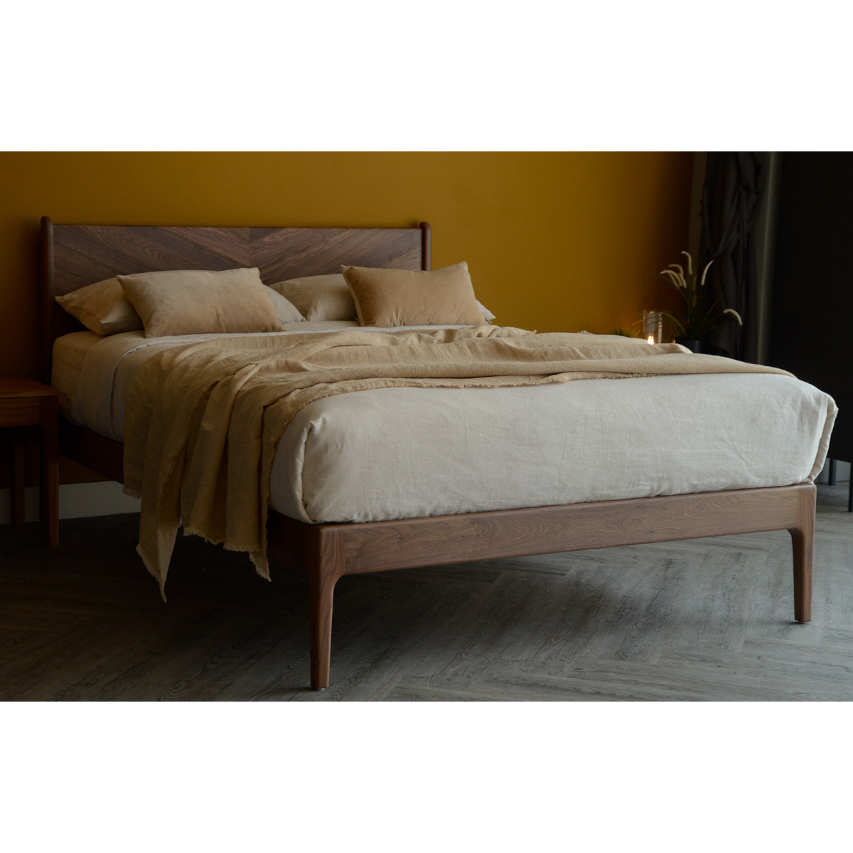 Brina Walnut Wood Bed 4