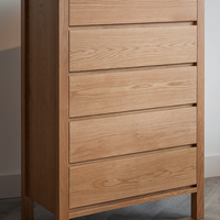 Caressa Oak Wood Chest of 5 Drawers 2