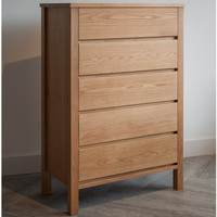 Caressa Oak Wood Chest of 5 Drawers 1