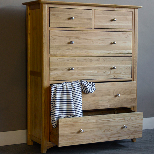 Carlina Oak Wood Chest of 6 Drawers 2