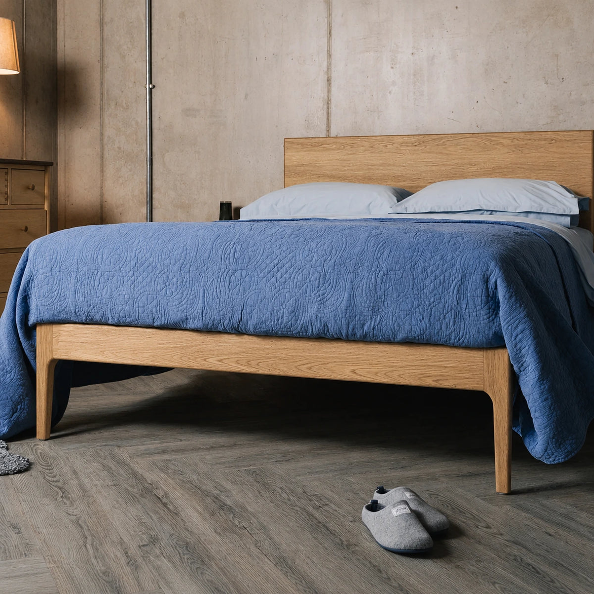 Brick Oak Wood Bed