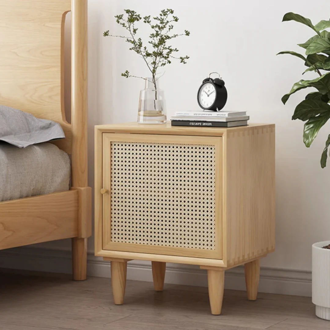 Daryan Ash Wood & Rattan Bedside