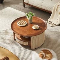 Dastan Ash Wood & Rattan Coffee Table 1