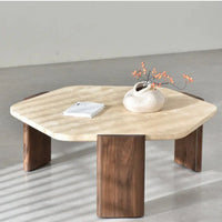 Daxton Ash Wood & Limestone Top Coffee Table 1