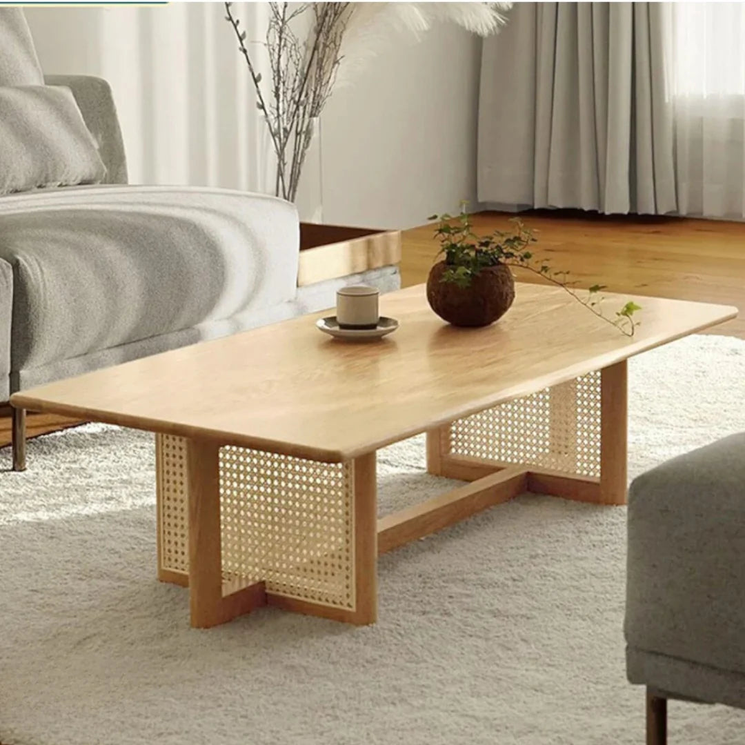 Daxton Ash Wood & Rattan Coffee Table