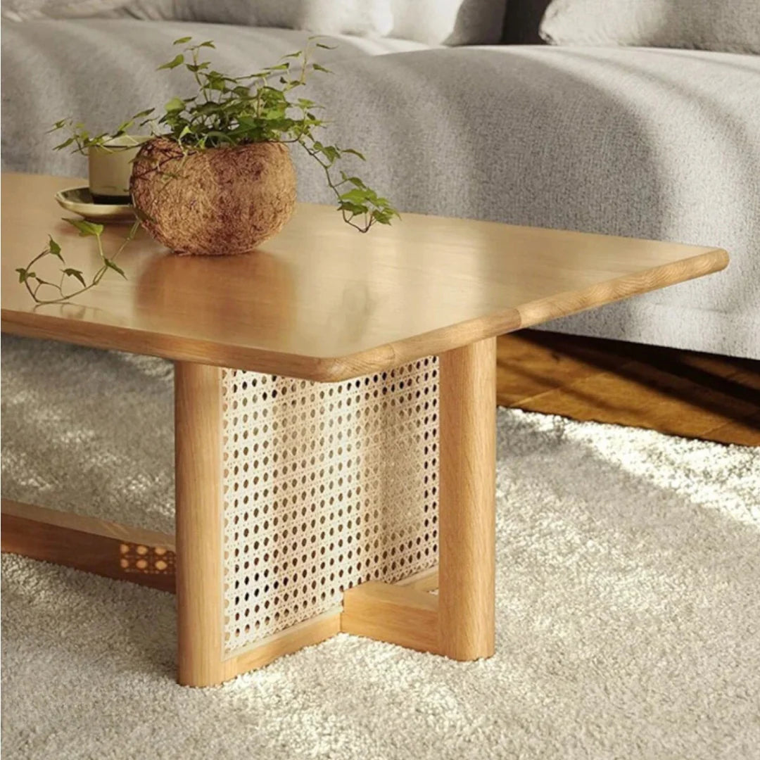 Daxton Ash Wood & Rattan Coffee Table