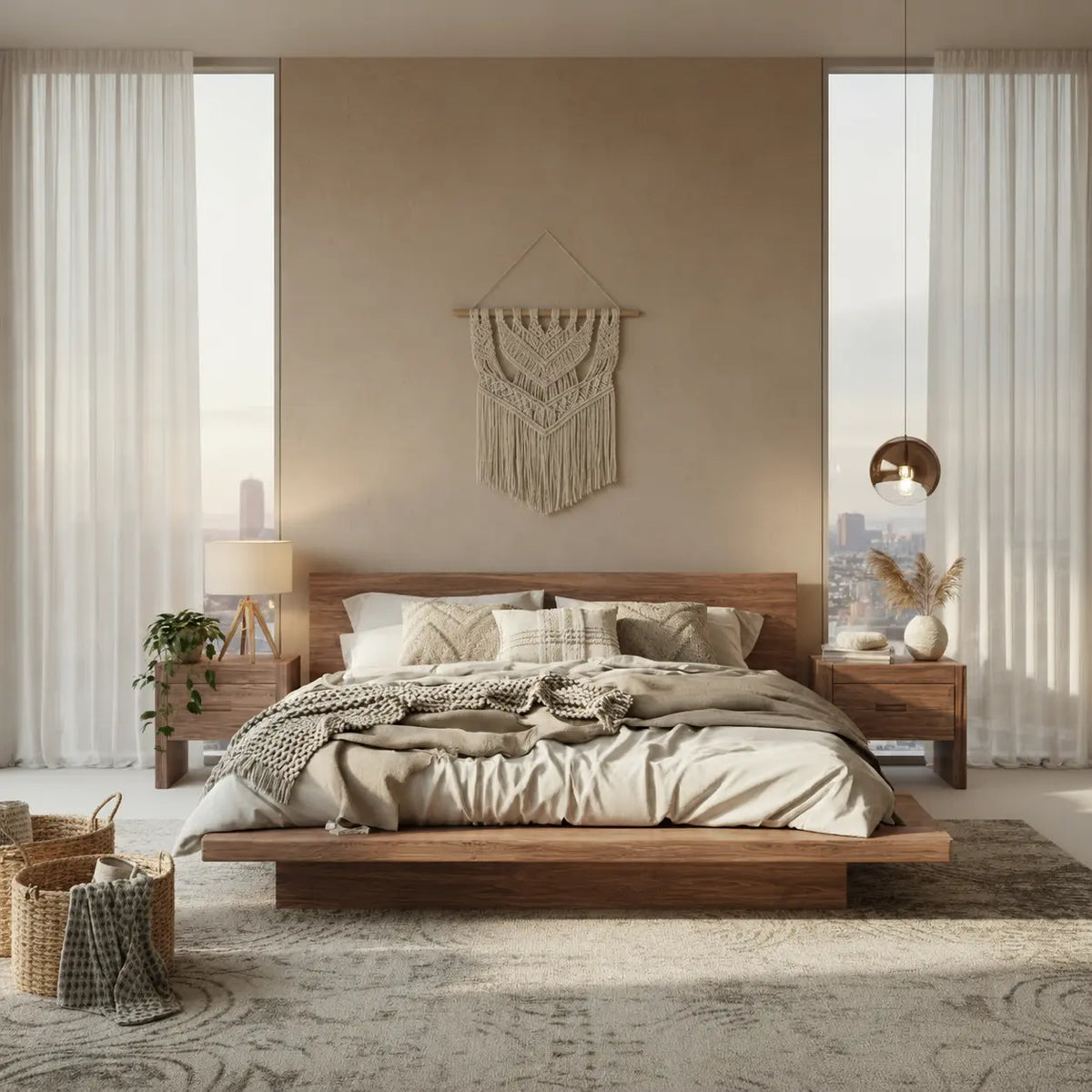 Elie Walnut Wood Bed