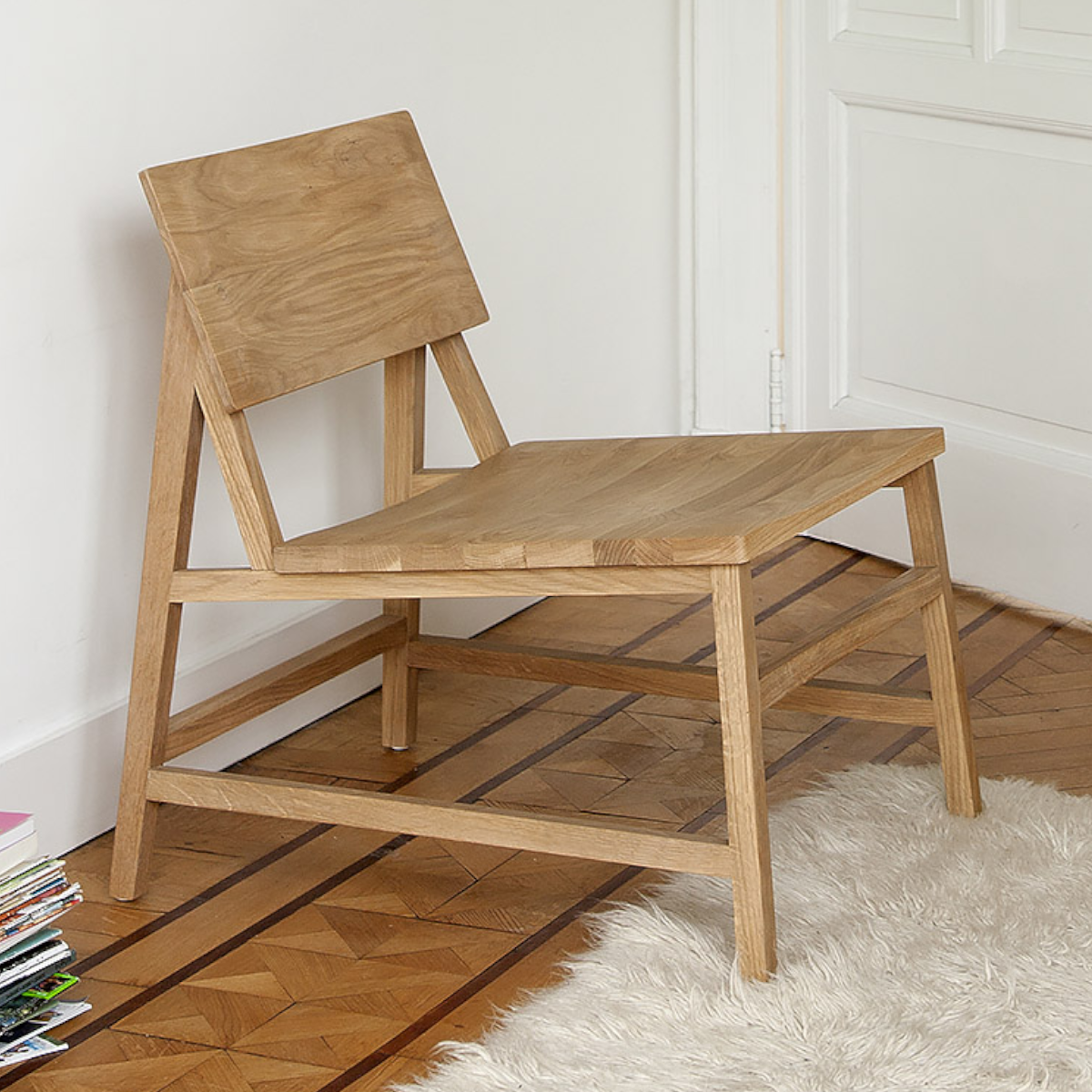 Edan Oak Wood Lounge Chair 1