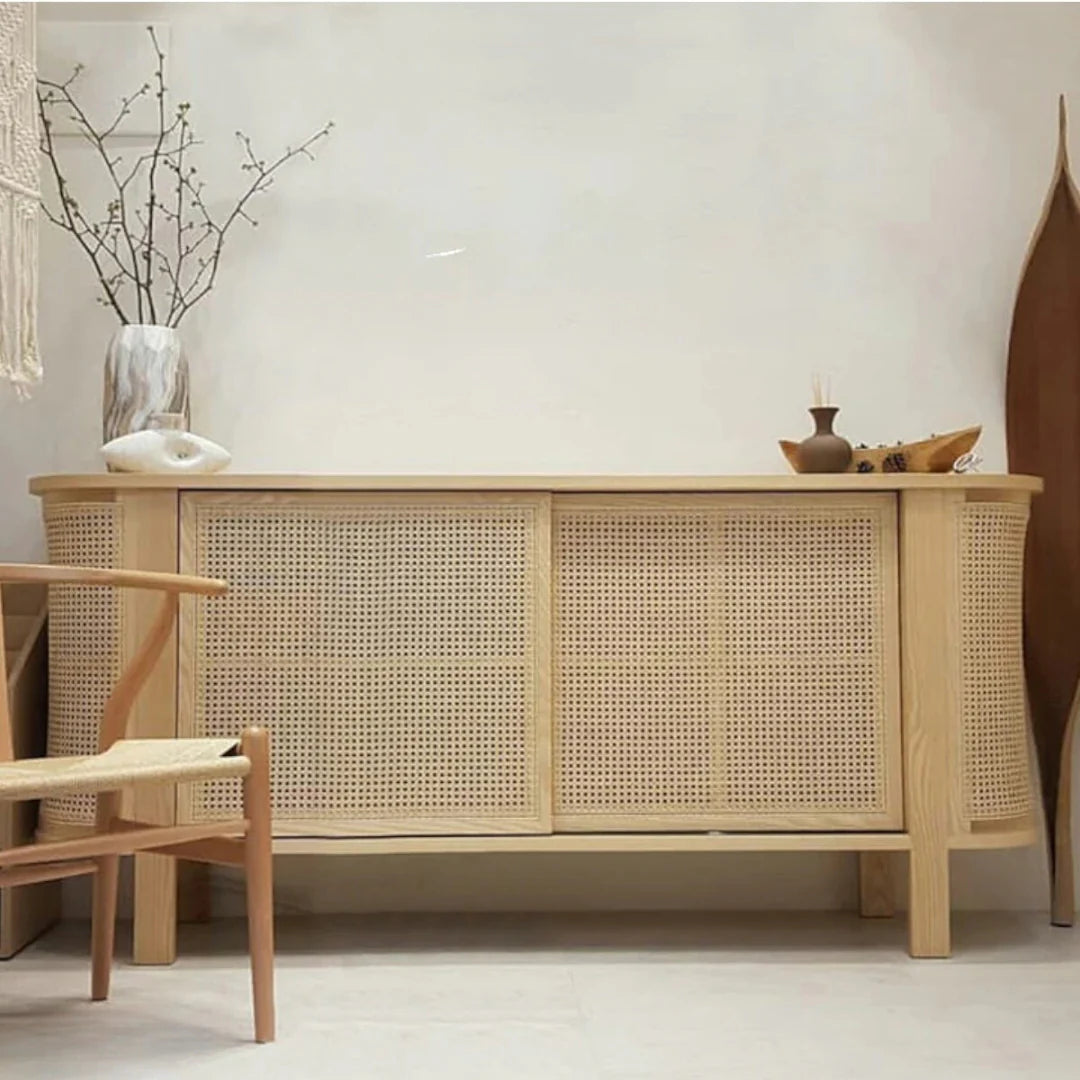 Edric Ash Wood & Rattan Sideboard 1