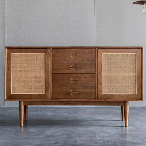 Edwin Ash Wood & Rattan Sideboard 2 Doors with Four Drawers 2
