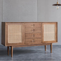 Edwin Ash Wood & Rattan Sideboard 2 Doors with Four Drawers 3