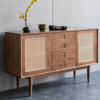 Edwin Ash Wood & Rattan Sideboard 2 Doors with Four Drawers 4