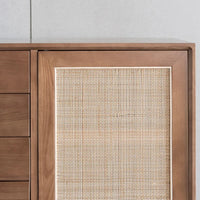 Edwin Ash Wood & Rattan Sideboard 2 Doors with Four Drawers 6