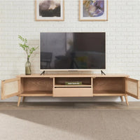 Edwina Ash Wood & Rattan TV Unit 3