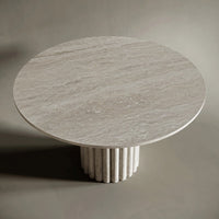 Eitan Oval Travertine Stone Dining Table