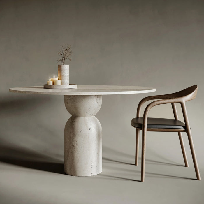 Eivin Ovel Travertine Stone Dining Table  1