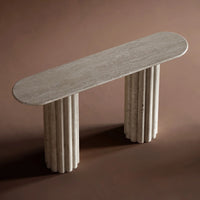 Elan Ovel Travertine Stone Console Table 3