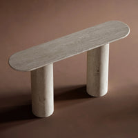 Elana Ovel Travertine Stone Console Table