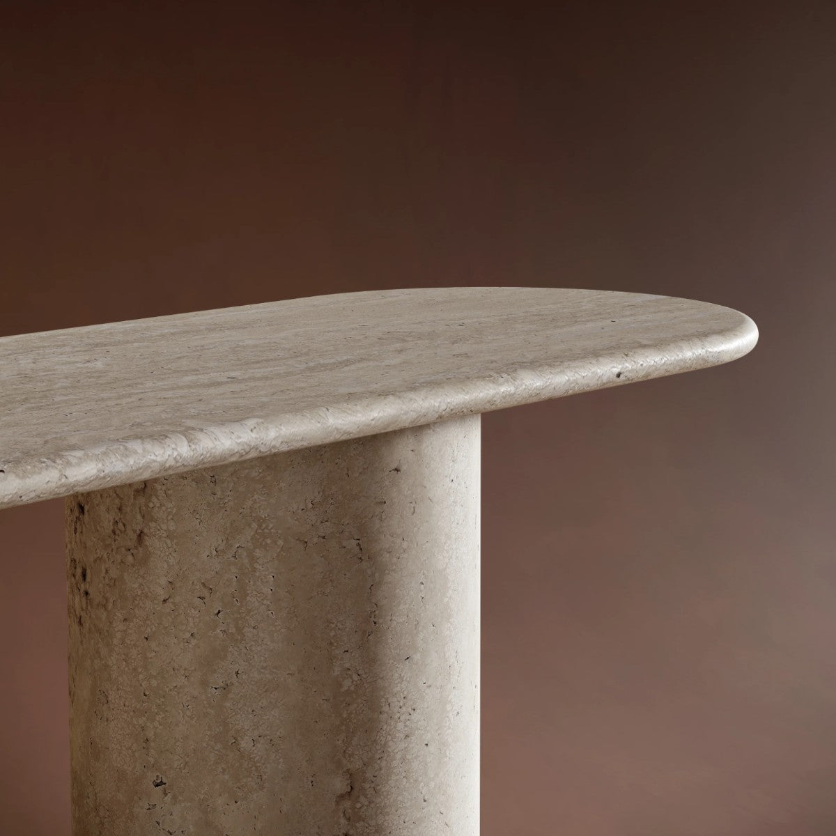 Elana Ovel Travertine Stone Console Table