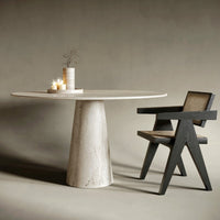 Elana Ovel Travertine Stone Dining Table 1