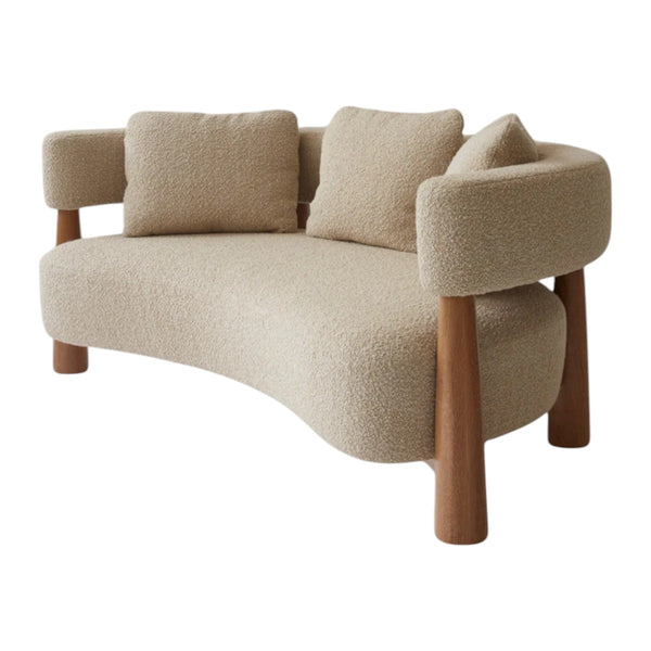 Eleven Oak Wood & Boucle 3+1+1 Sofa 2