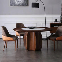 Eliana Oak Wood & Marble Top Dining Table