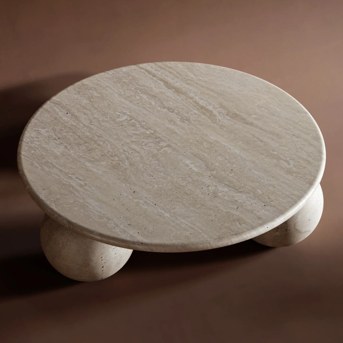 Elif Round Travertine Stone Coffee Table 3