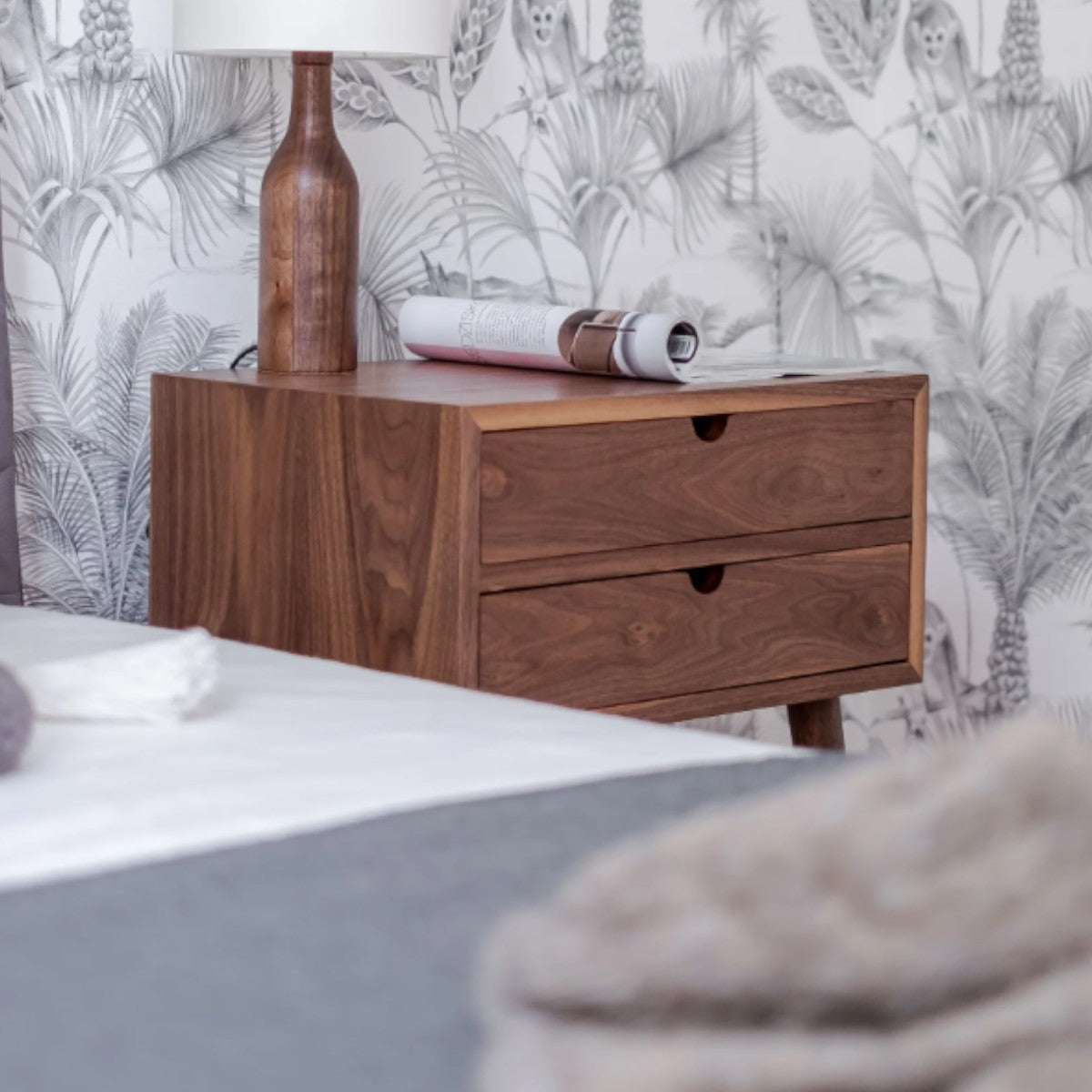 Evony Walnut Wood Bedside 5