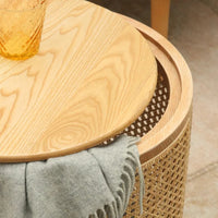 Fia Ash Wood & Rattan Side Table