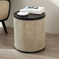 Fia Ash Wood & Rattan Side Table