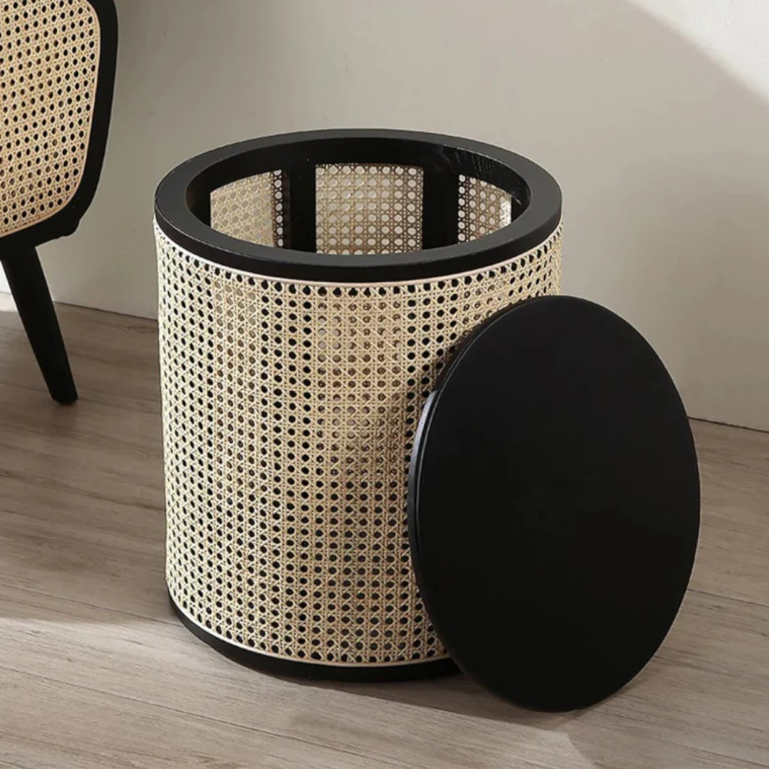 Fia Ash Wood & Rattan Side Table