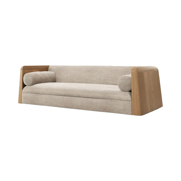 Hali 3 Seater Oak Wood & Fabric Sofa