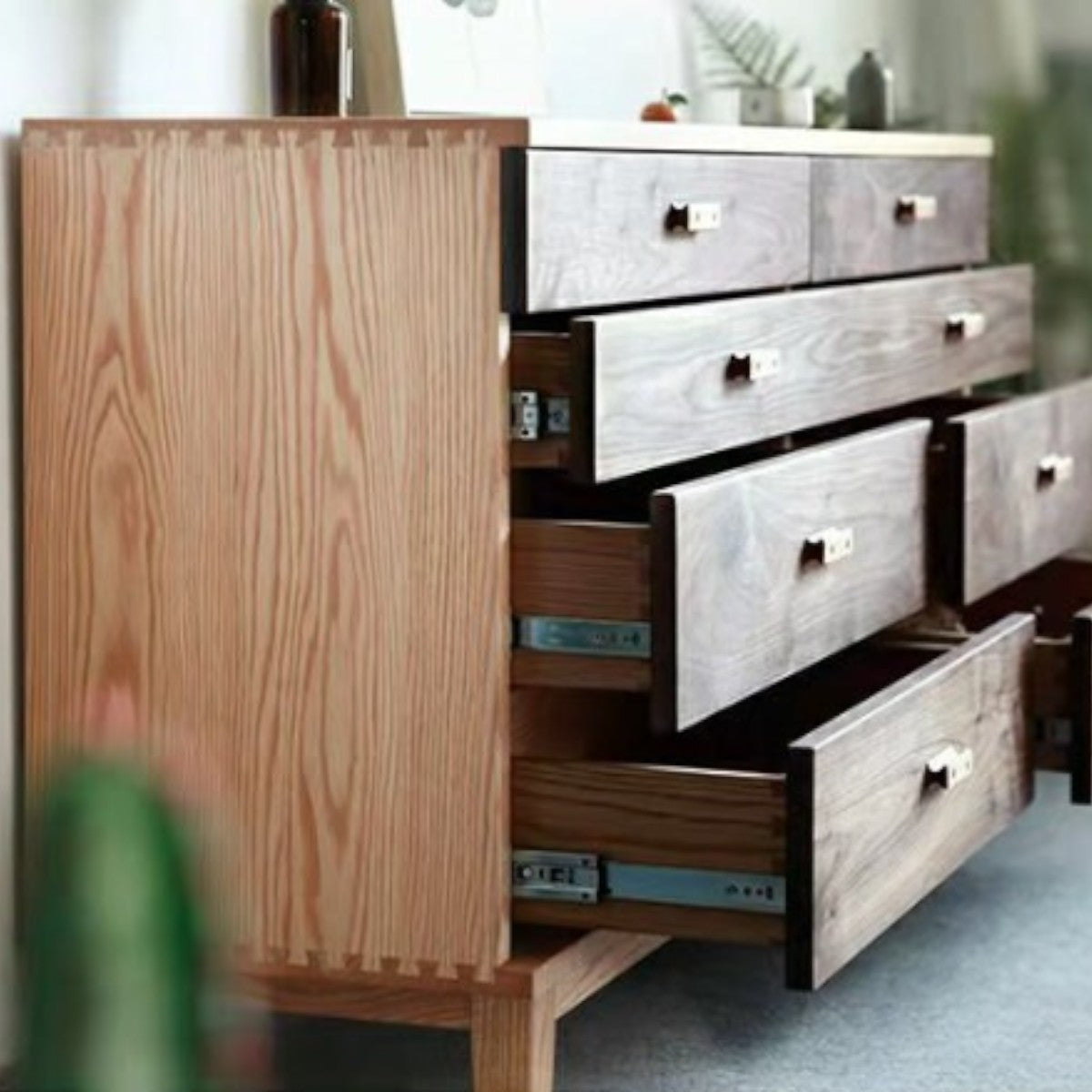 Helene Walnut & Oak Wood Chest of Drawers