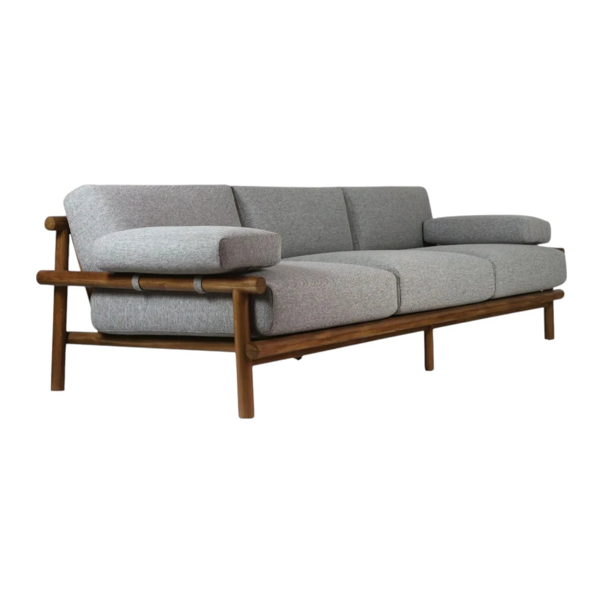 Henri Teak Wood & Fabric 3 Seater Sofa – Stylish and Durable Living Room Furniture