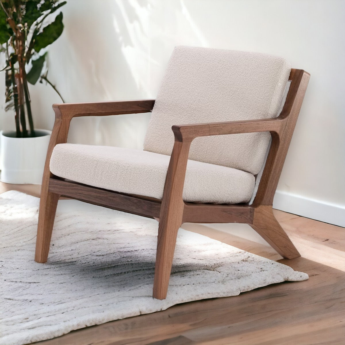 Marnin Walnut Wood Modern Lounge Chair 1