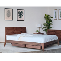 Aceline Walnut Wood With Storage Bed