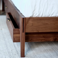 Aceline Walnut Wood With Storage Bed