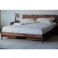 Aceline Walnut Wood With Storage Bed