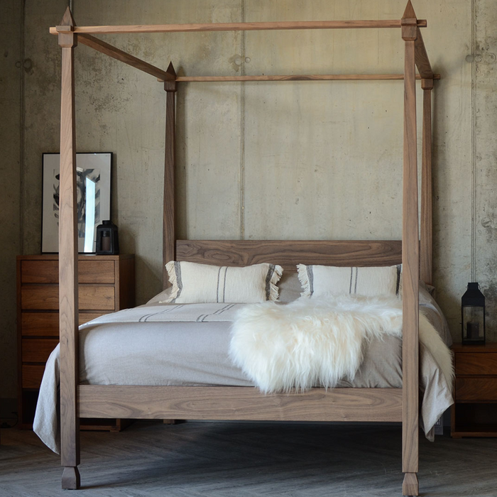 Aba Walnut Wood Poster Bed