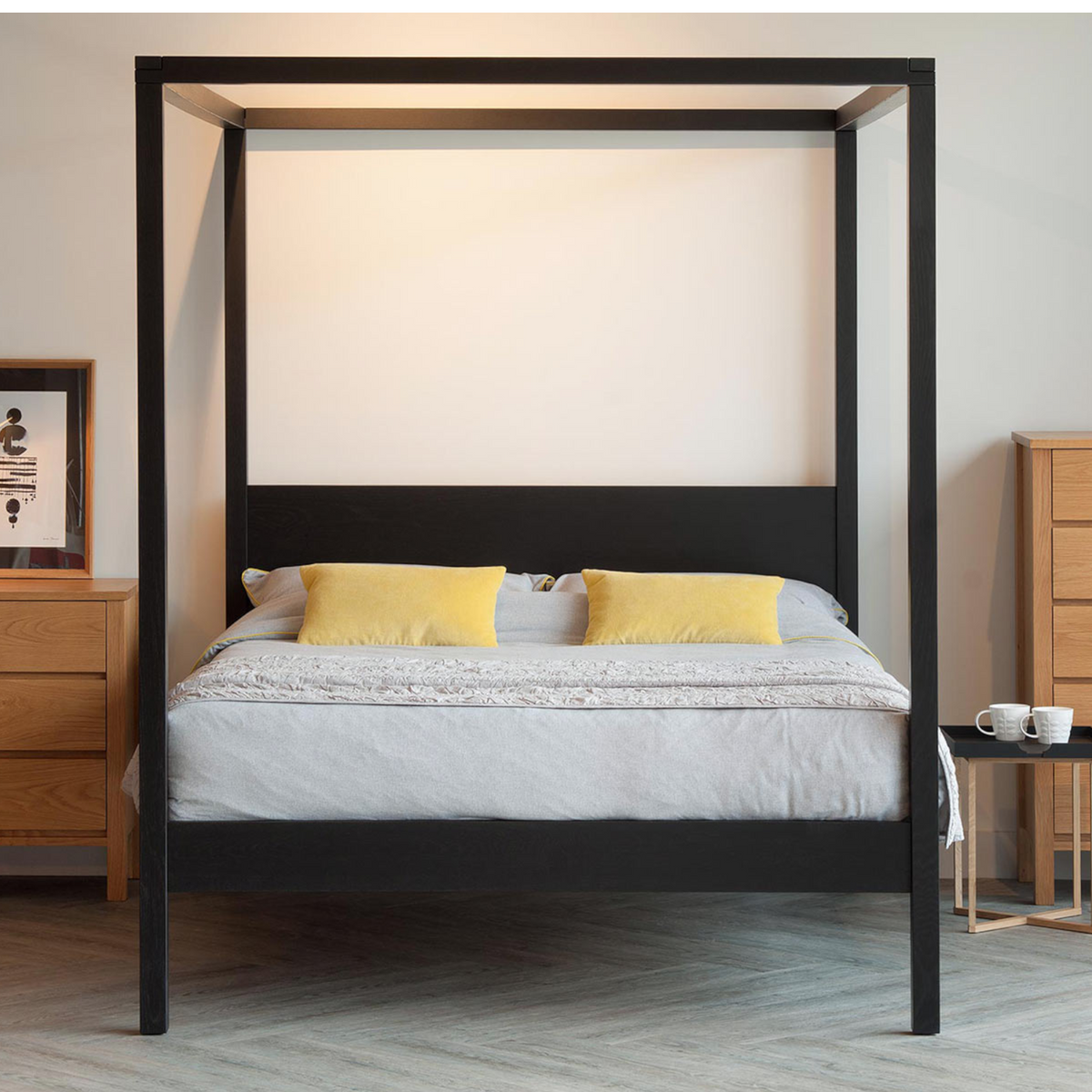 Aico Oak Wood Poster Bed